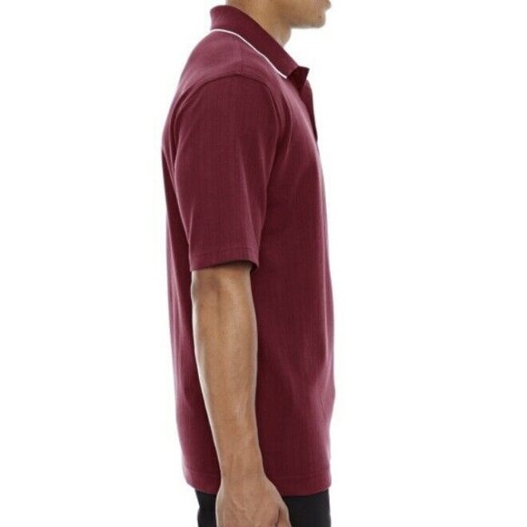 EXTREME EDRY Men's Needle Out Interlock Short Sleeve Polo T-Shirt Crimson Red - Picture 3 of 11